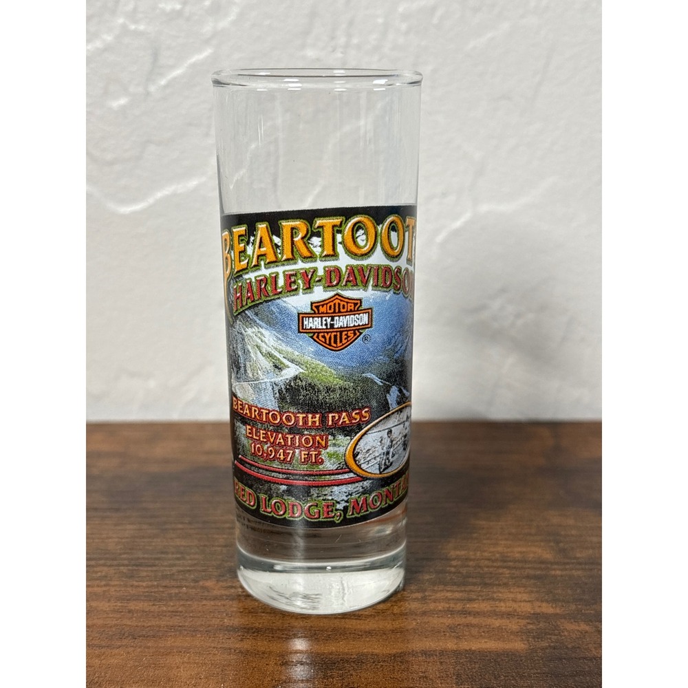 Harley-Davidson Beartooth Pass Red Lodge Montana Tall Shot Glass Shooter 2006